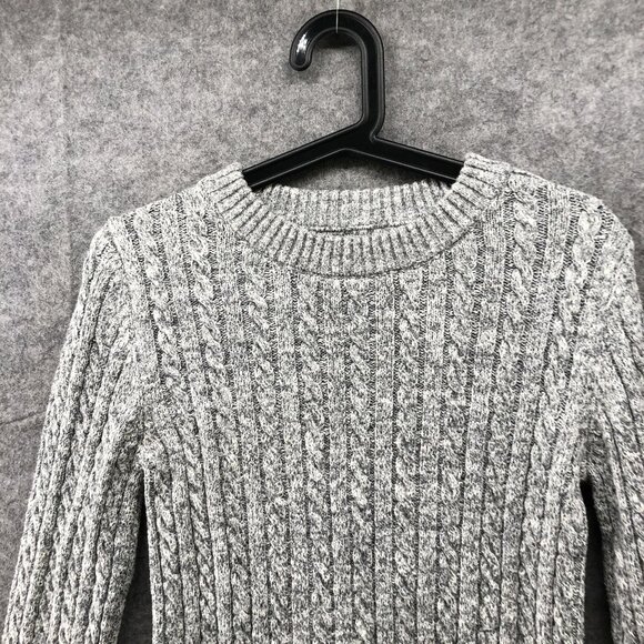 Superdry Cable Knit Sweater Womens XS Gray Crewneck Cotton Blend Heather - Picture 3 of 11